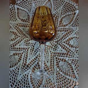 Vintage Empoli Twist Stem Amber Glass